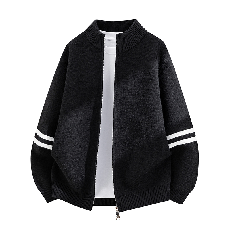 Winter Clothing Trends - Man Long Sleeved Knitted Cardigan Zipper