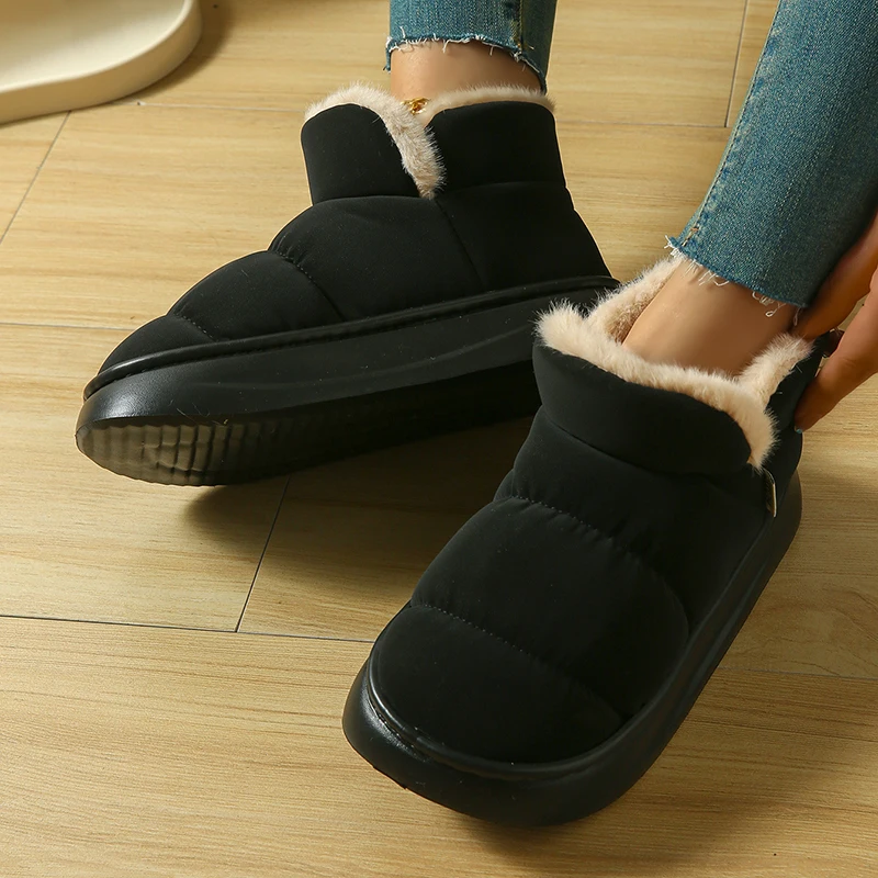 Snow Boot Fur Lined - 2027 Winter Non Slip Thick Sole