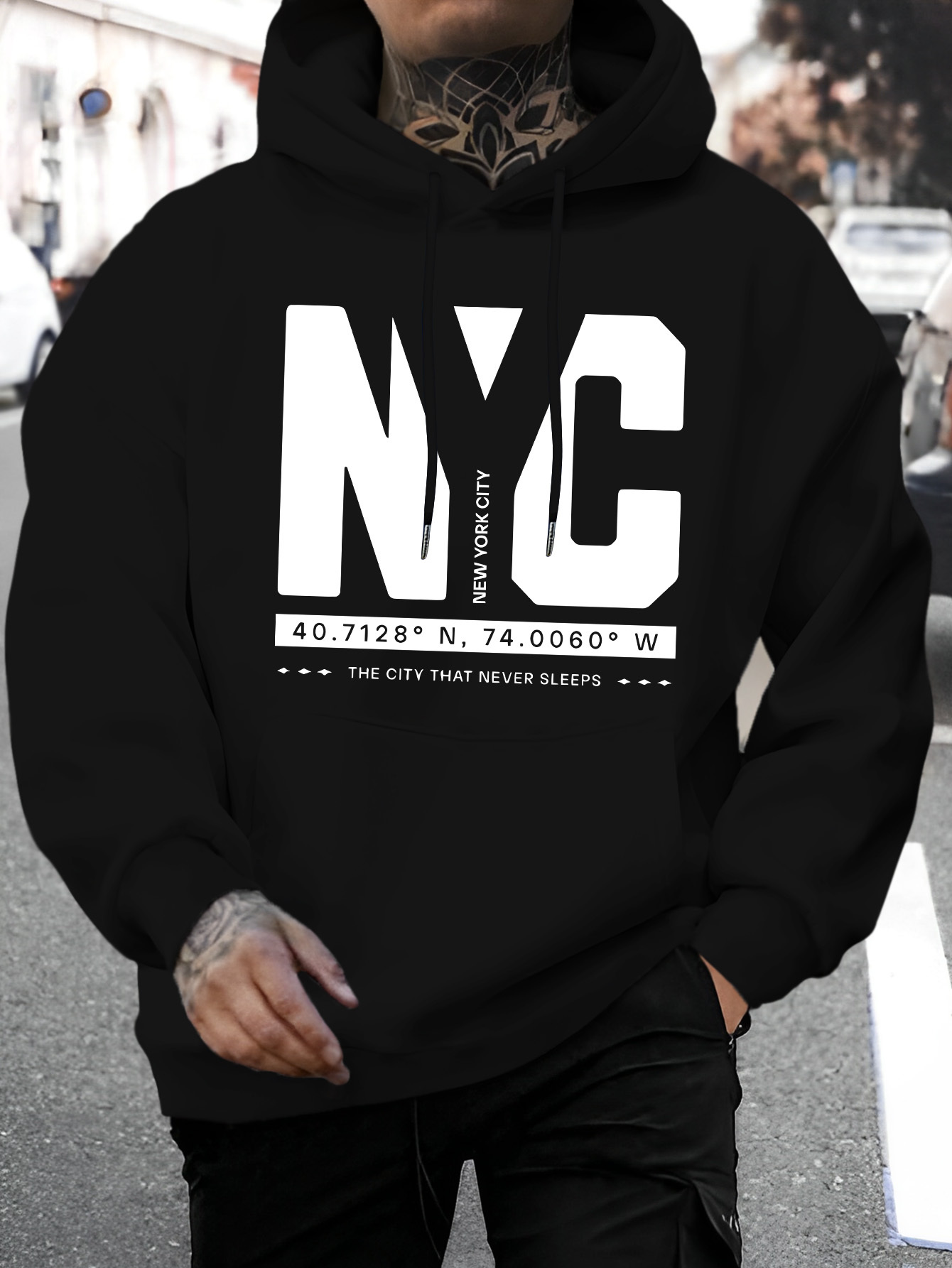 Winter Clothing Nyc - Men NYC Coordinate Graphic Hoodie Loose