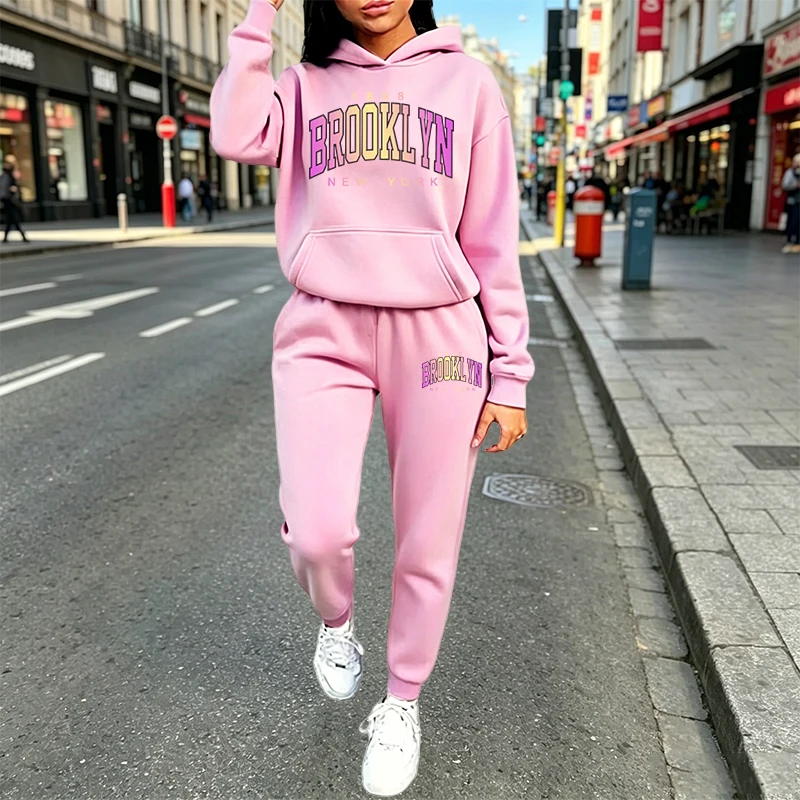 Winter Clothing Pants - Casual Women's Outfits Print Hooded Sweatshirt