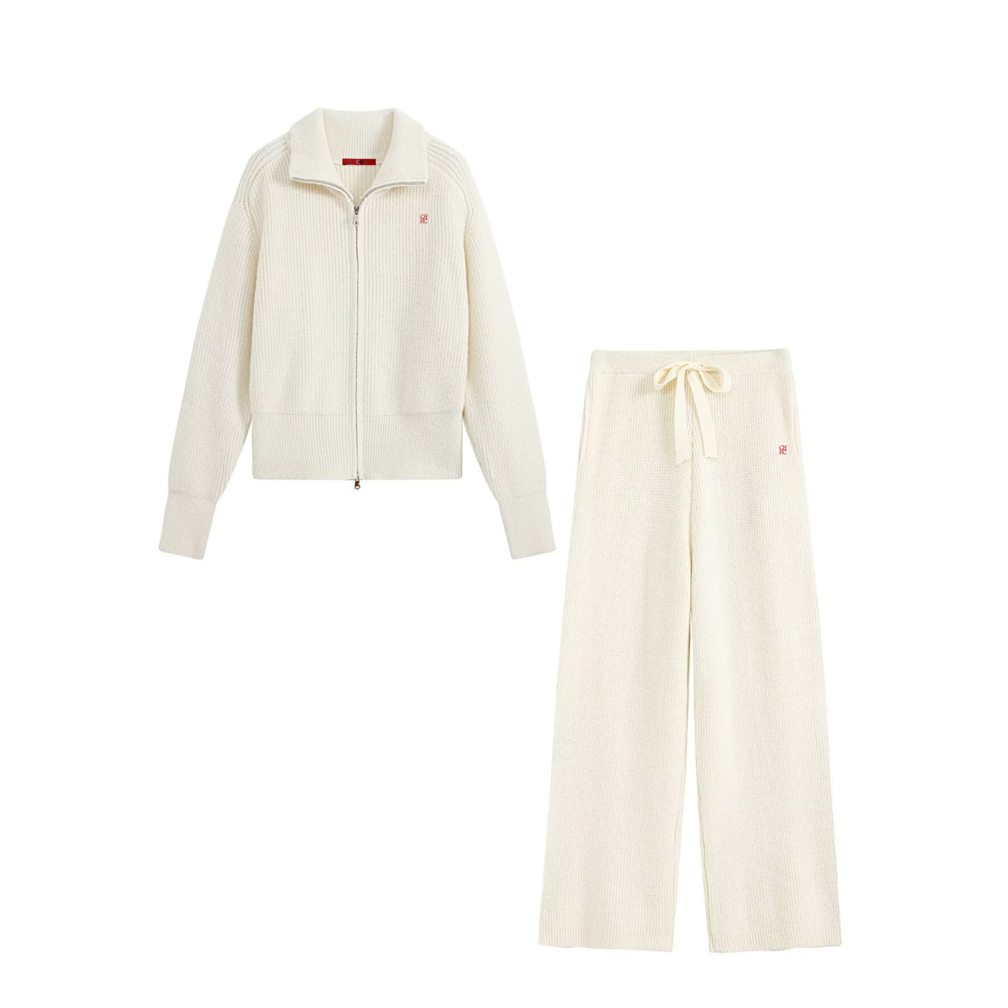 Women Zip Up Collar Knit Two P - Winter Clothing Pants recension och pris
