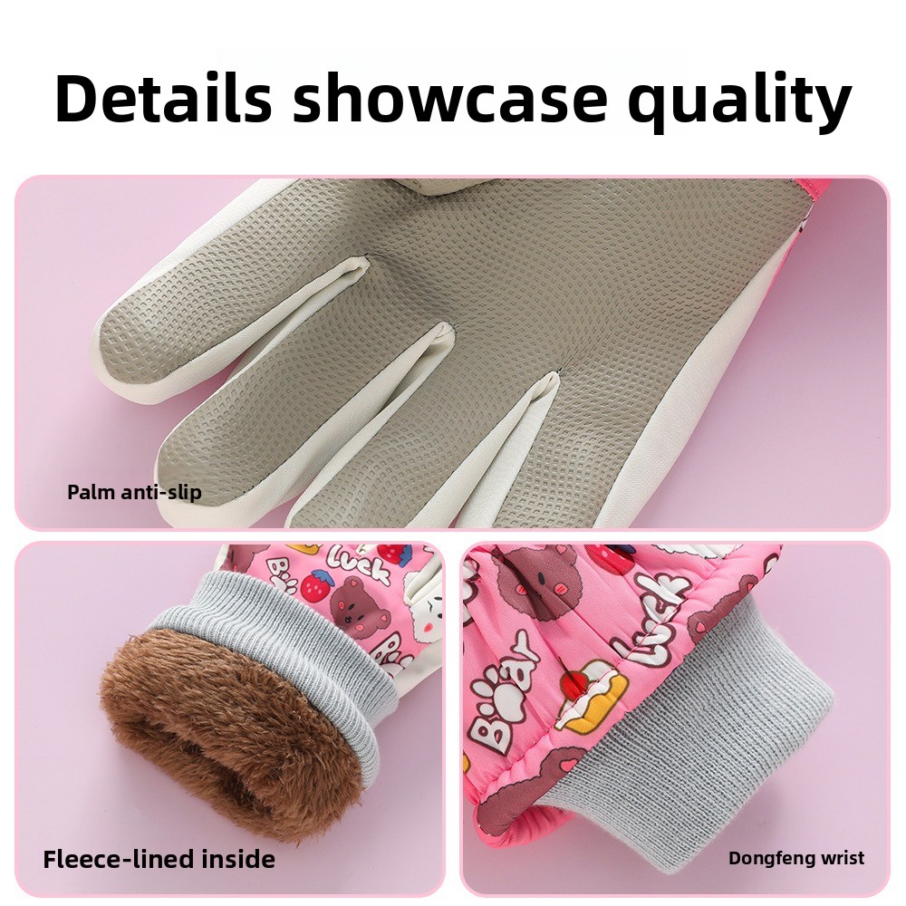 New Cute Bear Ski Gloves Water - Waterproof Mitten Ski recension och pris