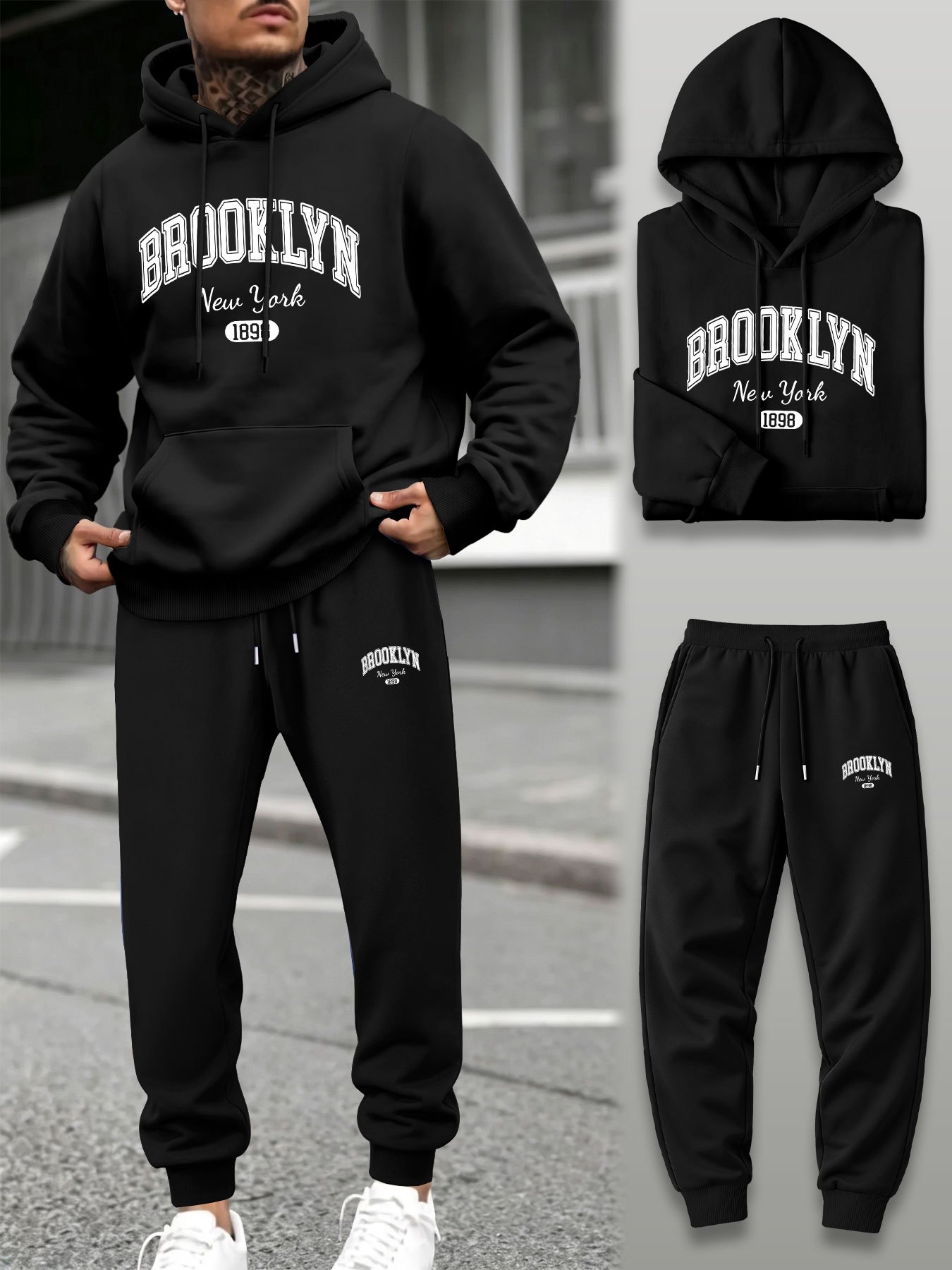 Men 2 Piece Tracksuit Hoodie J - Winter Clothing Pants recension och pris